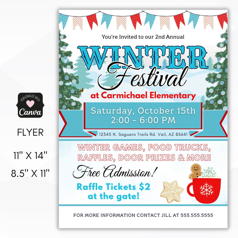 retro winter festival flyer