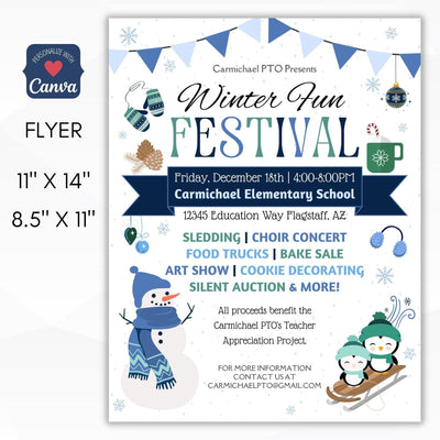 winter festival holiday flyer poster printable