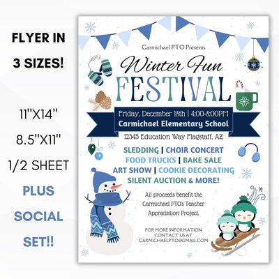 Winter Festival Holiday Flyer Social Media Template BUNDLE - Simple Desert Designs