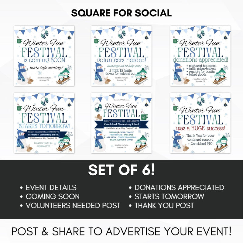 Winter Festival Holiday Flyer Social Media Template BUNDLE - Simple Desert Designs