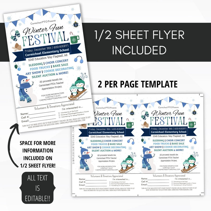 Winter Festival Holiday Flyer Social Media Template BUNDLE - Simple Desert Designs