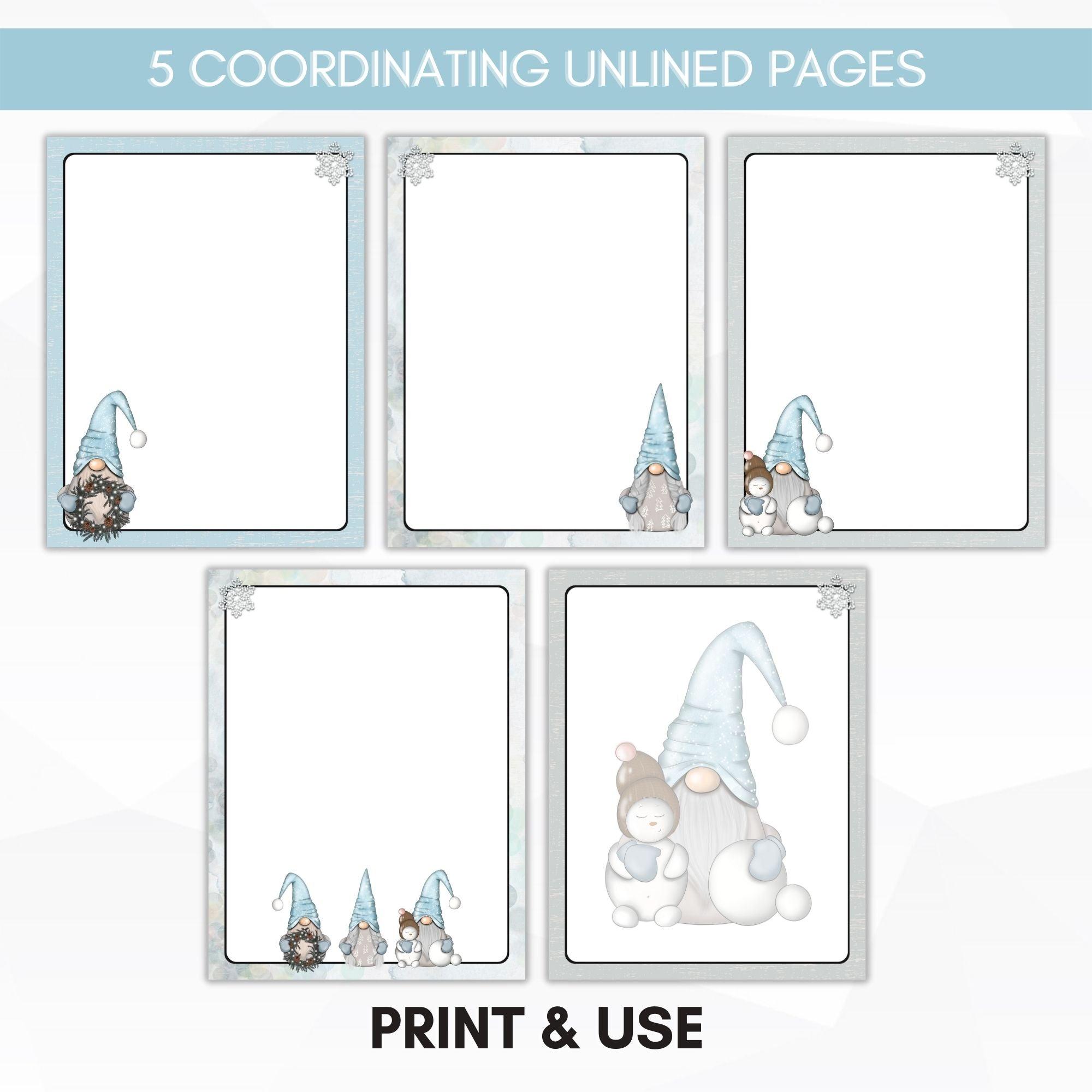 unlined christmas gnome journal paper