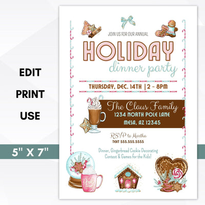 holiday dinner party invitation template