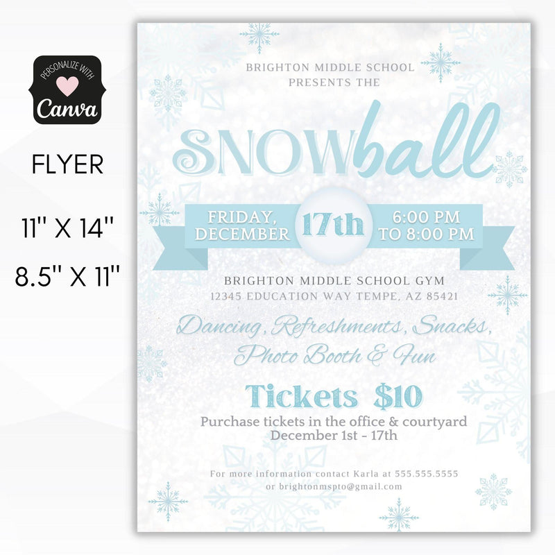 holiday snow ball dance theme flyer