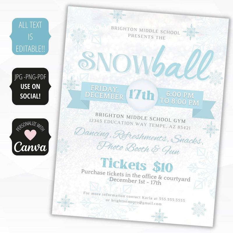 holiday school dance theme snow ball