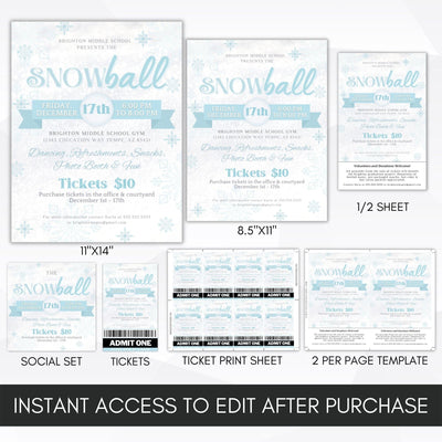 winter holiday dance theme flyer tickets bundle