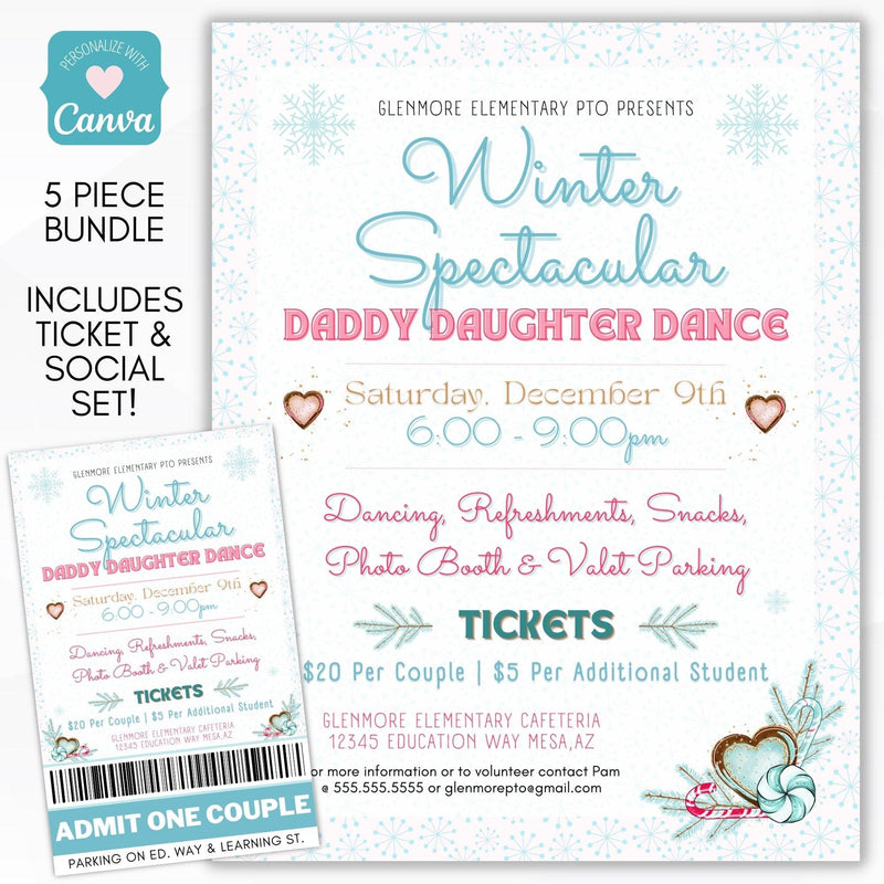 winter daddy daughter dance flyer template