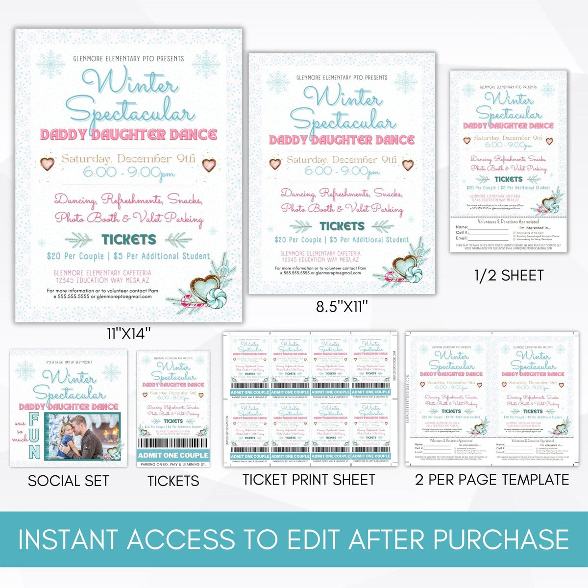 Winter Dance Flyer & Ticket Template - Simple Desert Designs