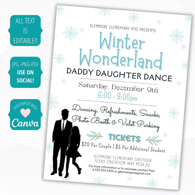 Winter Wonderland Daddy Daughter Dance Flyer SET - Simple Desert Designs
