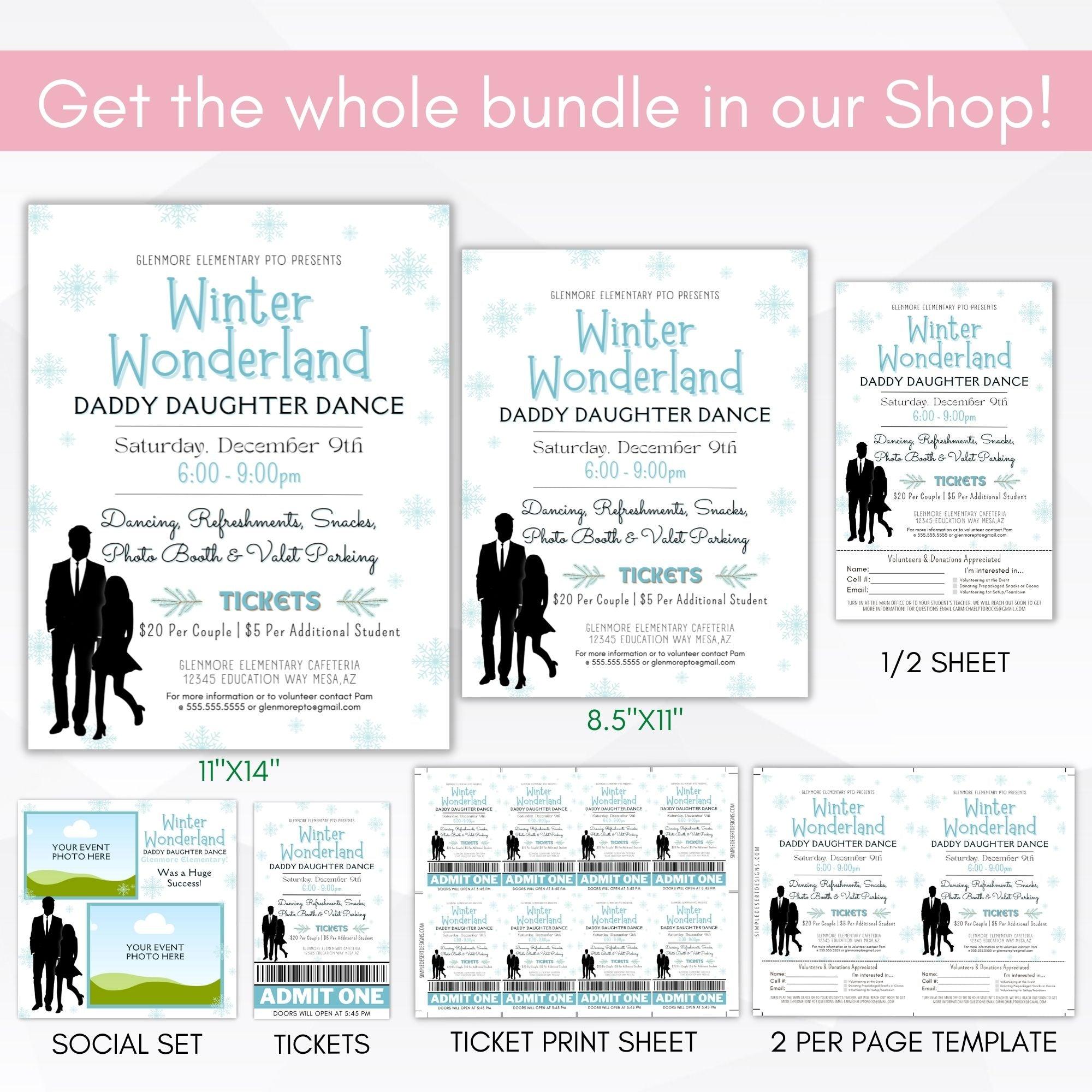 Winter Wonderland Daddy Daughter Dance Flyer SET - Simple Desert Designs