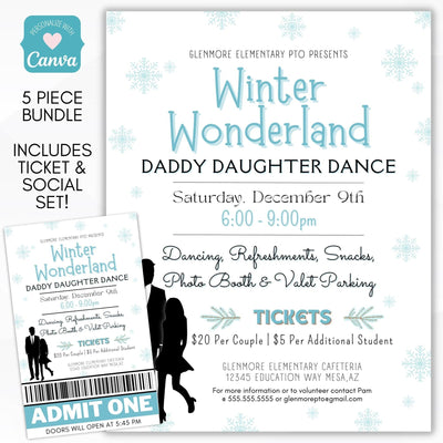 winter wonderland daddy daughter dance flyer editable