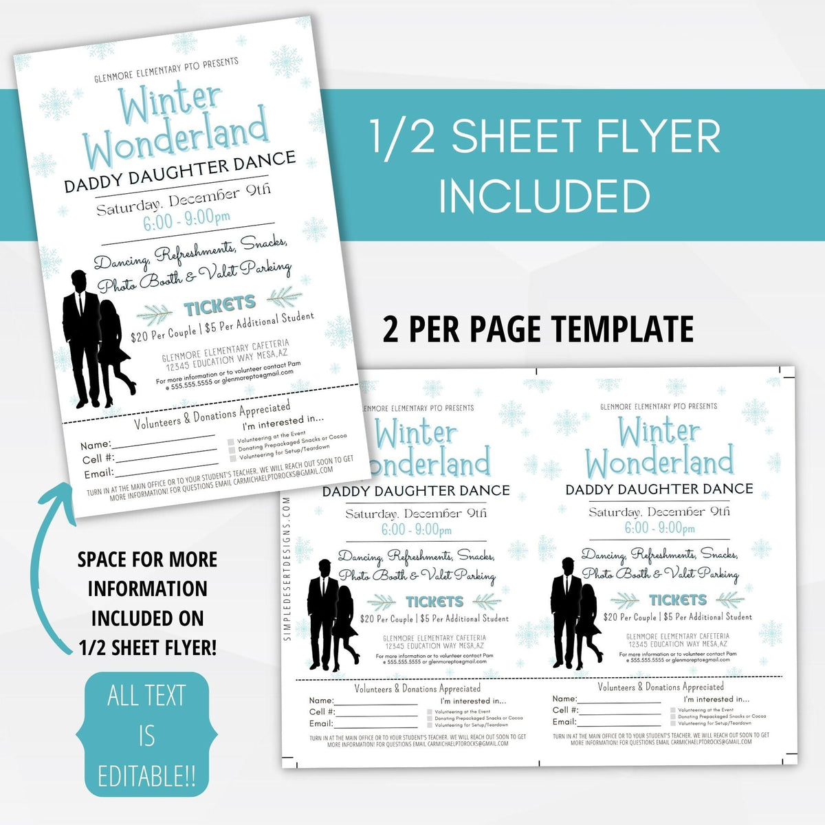 Winter Wonderland Dance Flyer & Ticket Template - Simple Desert Designs