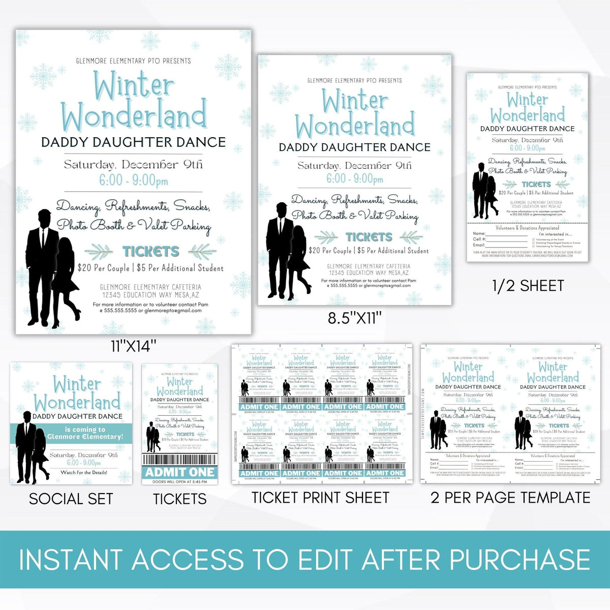 Winter Wonderland Dance Flyer & Ticket Template - Simple Desert Designs