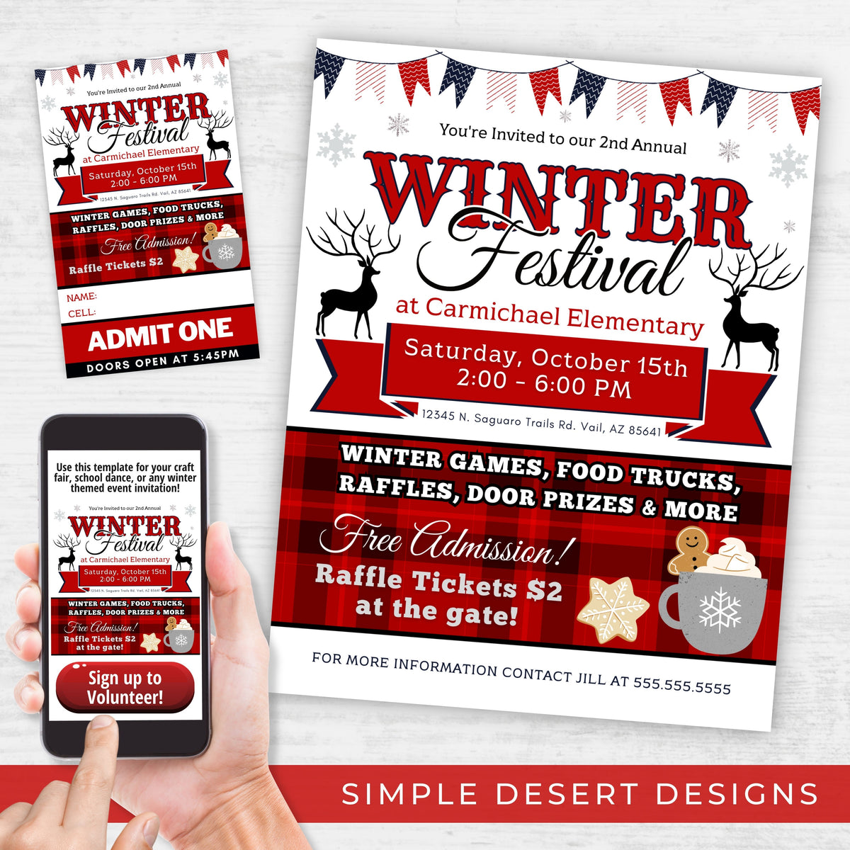 Winter Festival Flyer & Ticket Bundle - Simple Desert Designs