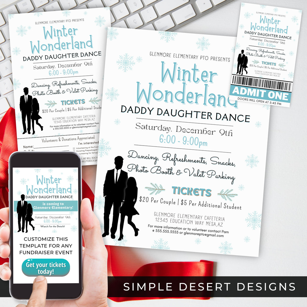 Winter Wonderland Dance Flyer & Ticket Template - Simple Desert Designs
