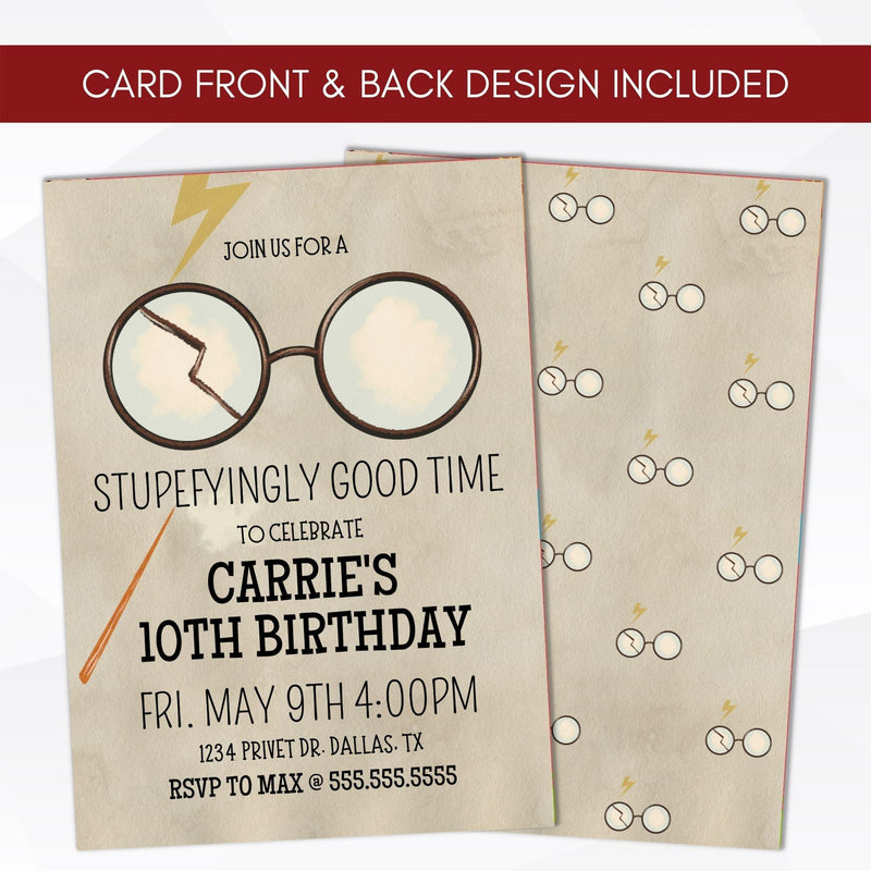 Witchcraft & Wizardry Birthday Invitation | Magical Glasses Party - Simple Desert Designs