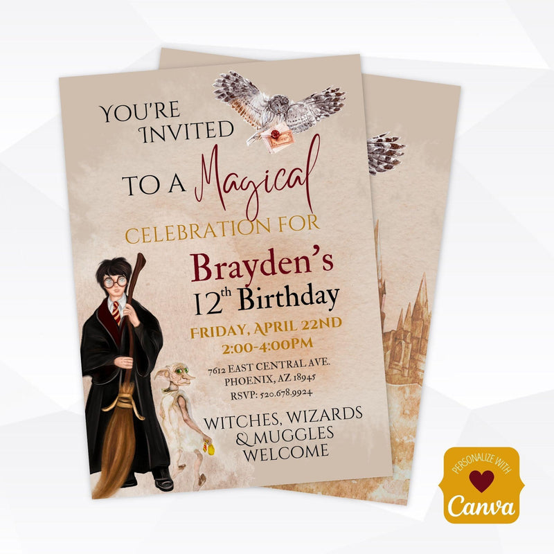 magic themed birthday invitation template