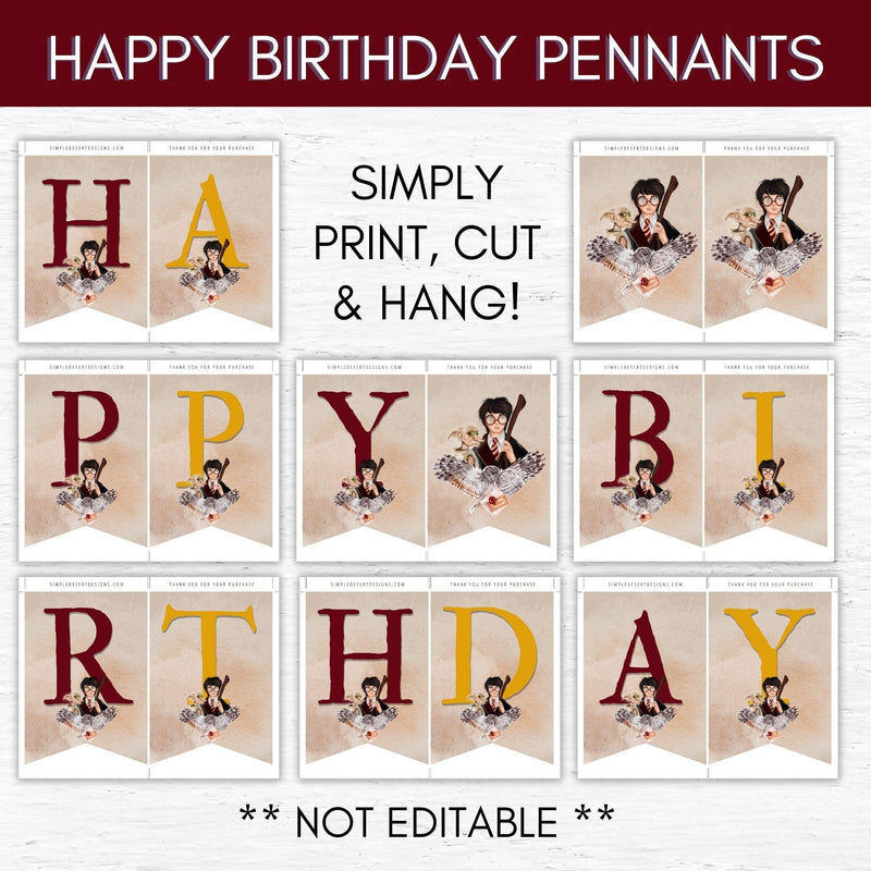 happy birthday sign pennants bunting wizarding