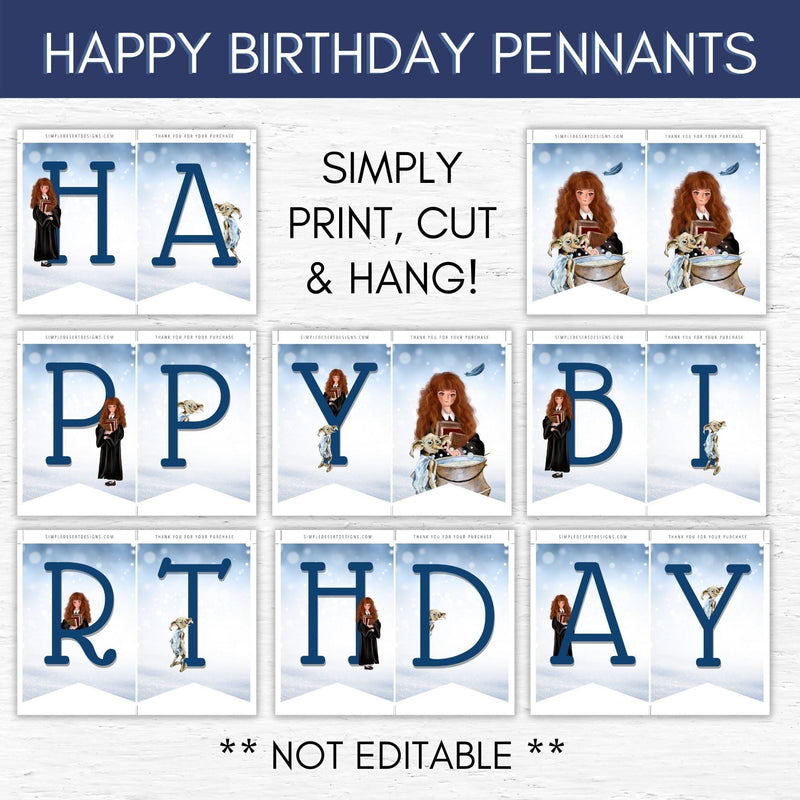 happy birthday sign pennants bunting wizarding