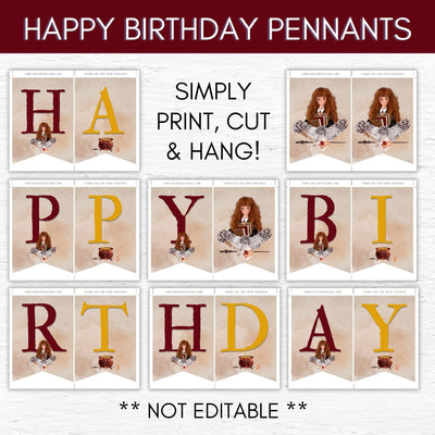 happy birthday sign pennants bunting wizarding