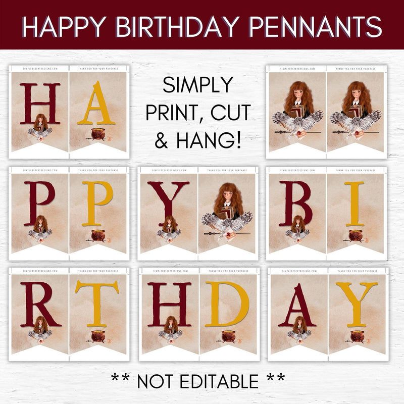 happy birthday sign pennants bunting wizarding