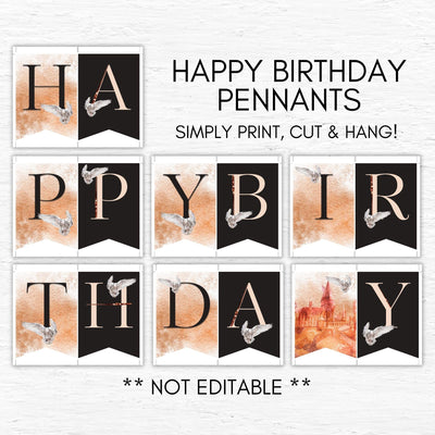 happy birthday sign pennants bunting wizarding