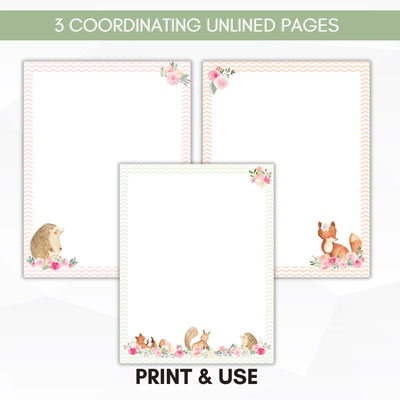 unlined cute animals journal paper