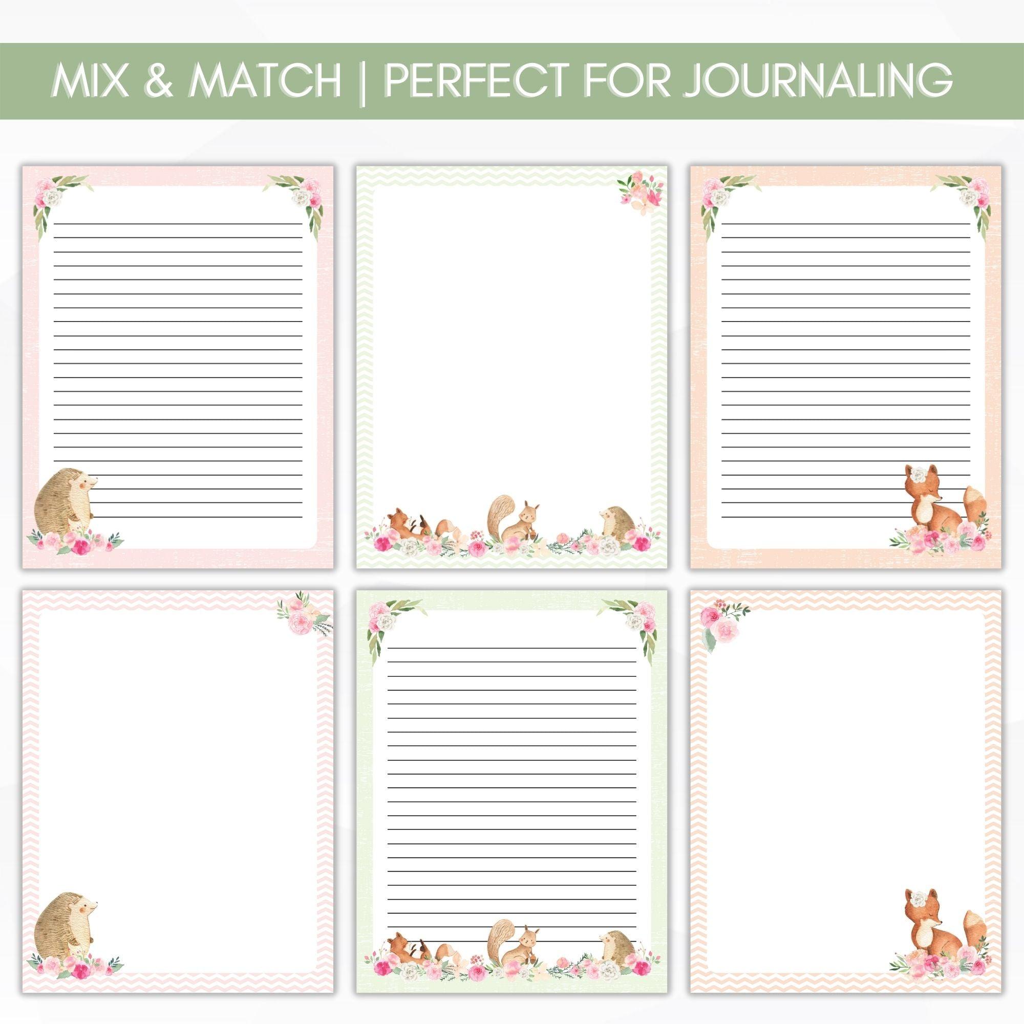 printable journal paper writing paper set