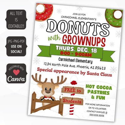 christmas donuts with grownups holiday flyer