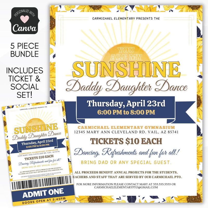 You are my sunshine daddy daughter dance flyer