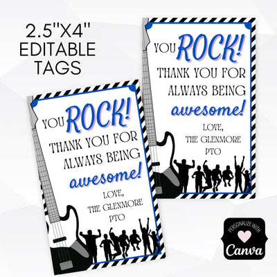 you rock you're a rockstar and this is your stage editable printable teacher nurse employee staff appreciation gift tag