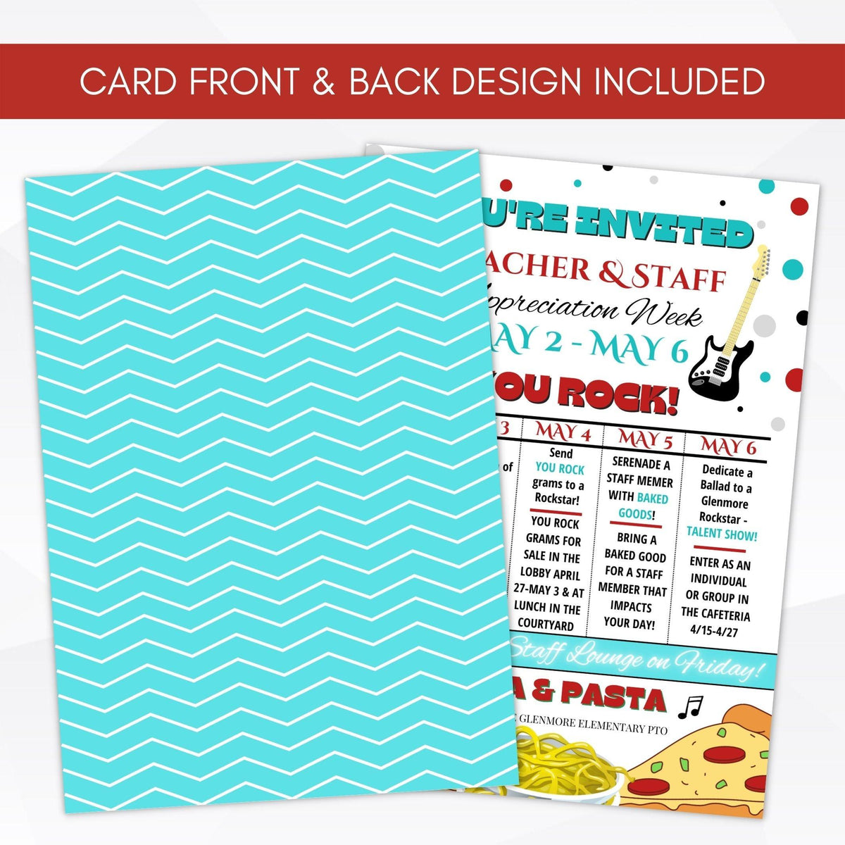 Rock Theme Teacher Appreciation Invitation Template - Simple Desert Designs