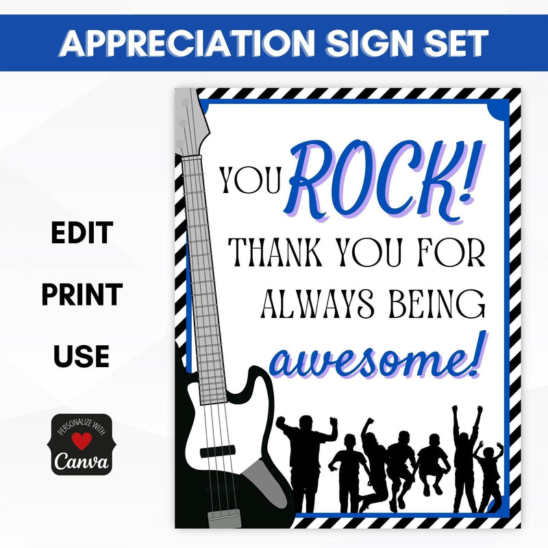 you rock teacher appreciation week flyer sign set
