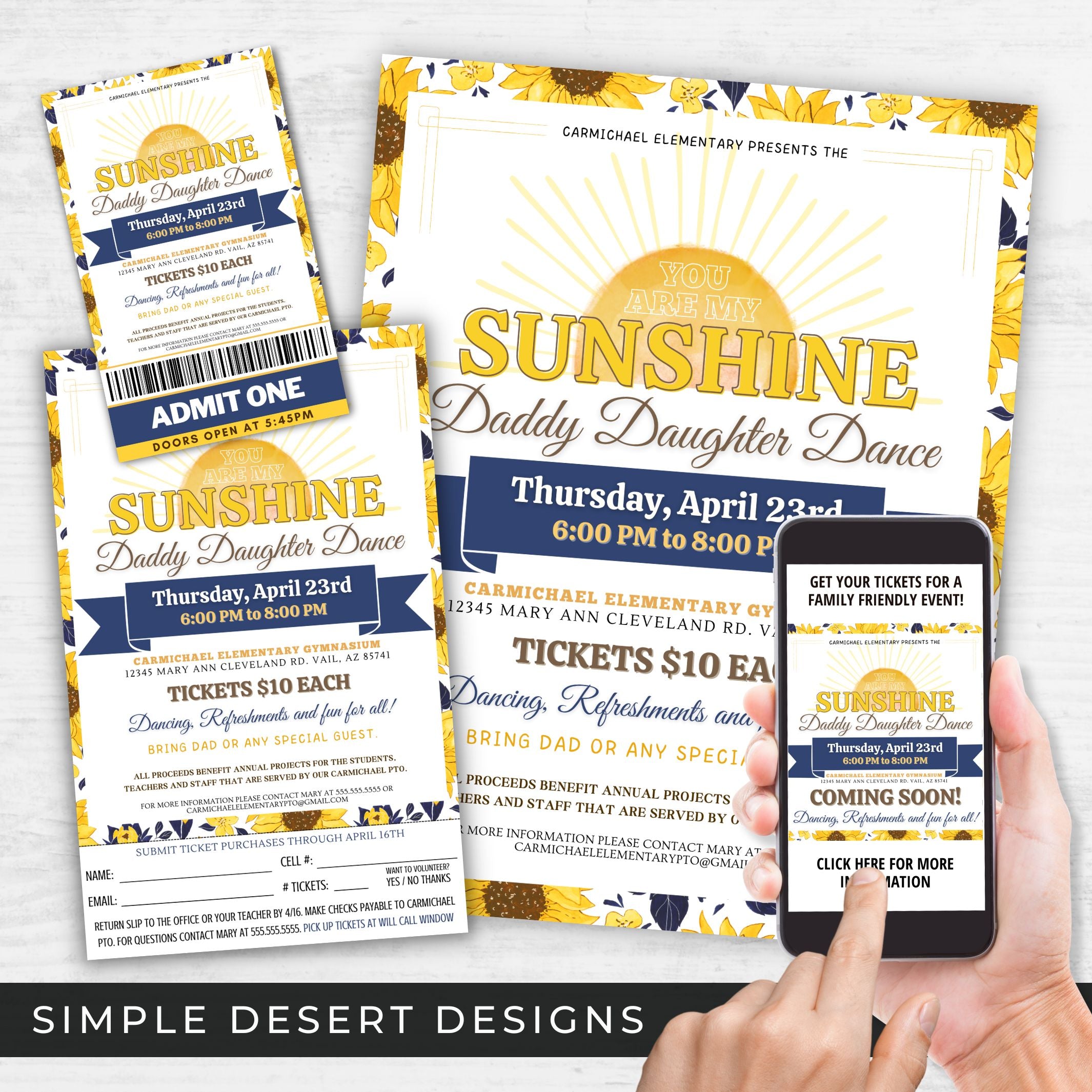 you are my sunshine daddy daughter dance flyers order form tickets and social media post templates
