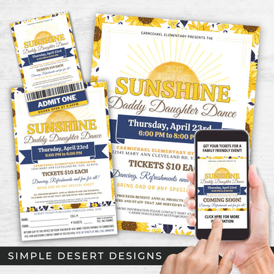 you are my sunshine daddy daughter dance flyers order form tickets and social media post templates